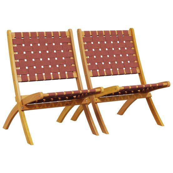 Chaises pliantes (lot de 2) en bois massif d'acacia rouge et tissu