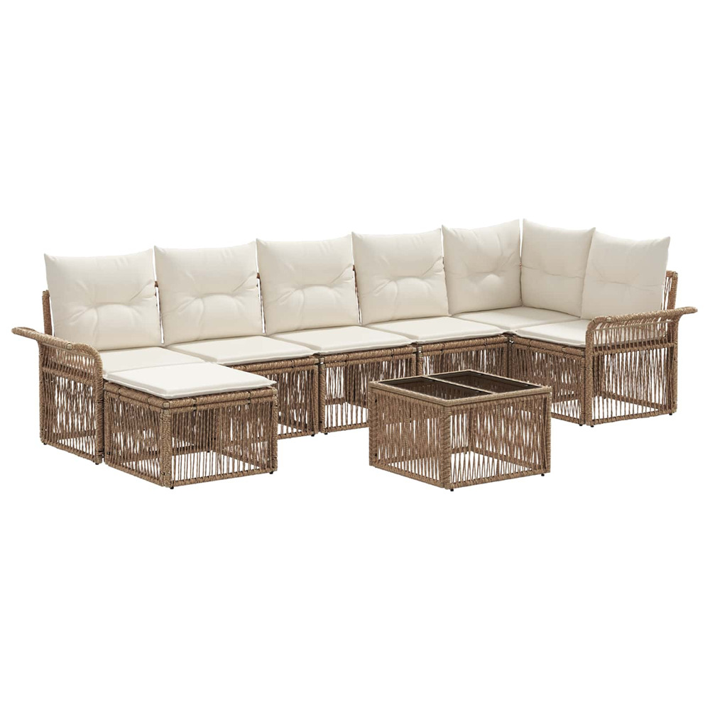 Ensemble de canapé de jardin 8 pcs beige polyrotin