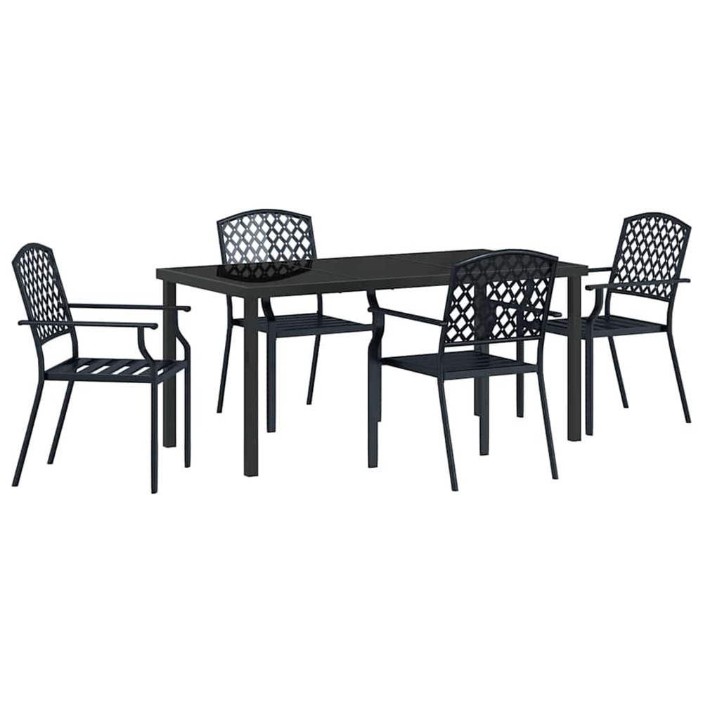 Ensemble de salle à manger pour jardin 5 pcs anthracite