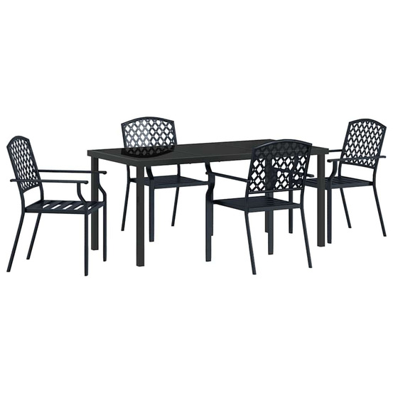 Ensemble de salle à manger pour jardin 5 pcs anthracite acier