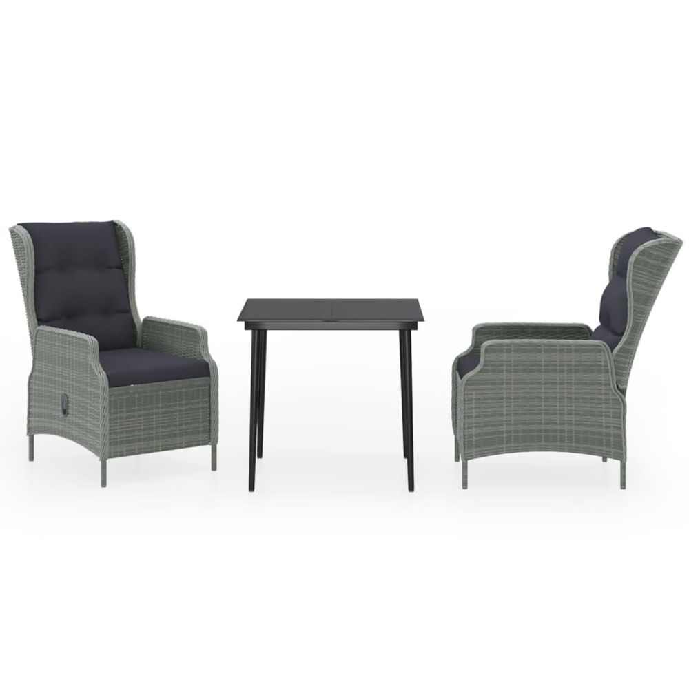 Ensemble à manger de jardin 3 pcs gris clair