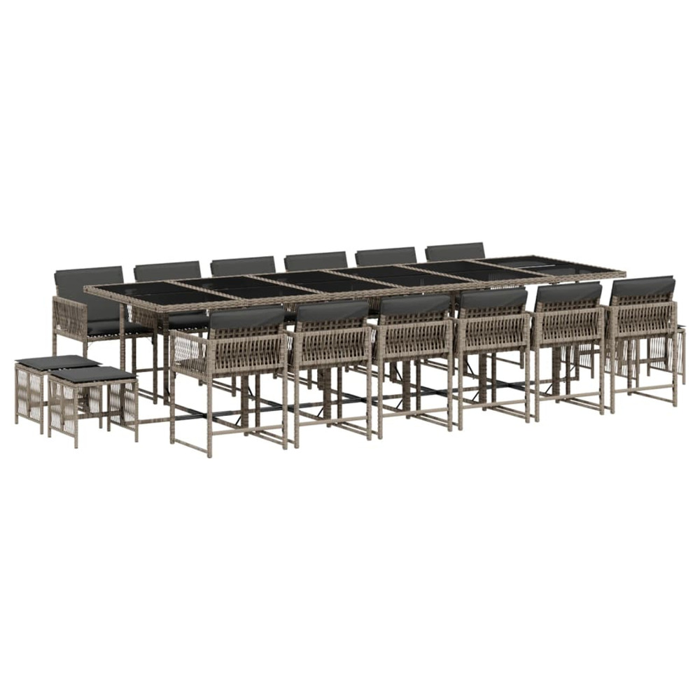 Ensemble à manger de jardin 17 pcs et coussins résine tressée
