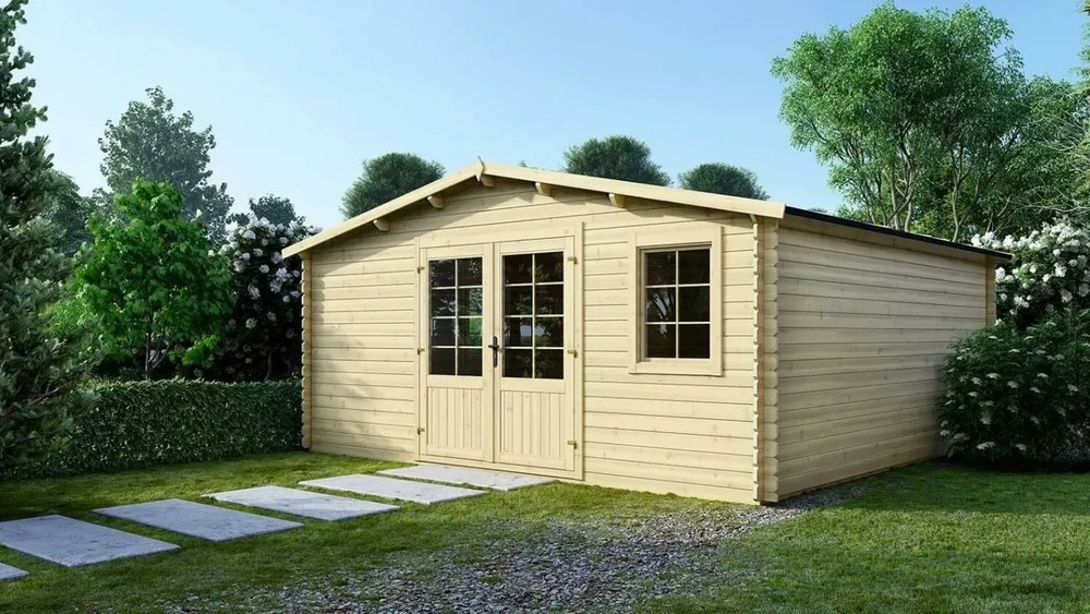 Abri de jardin en bois - 25m2 - 5x5m - ep. 28mm - couleur: naturel - dom591 - altanka