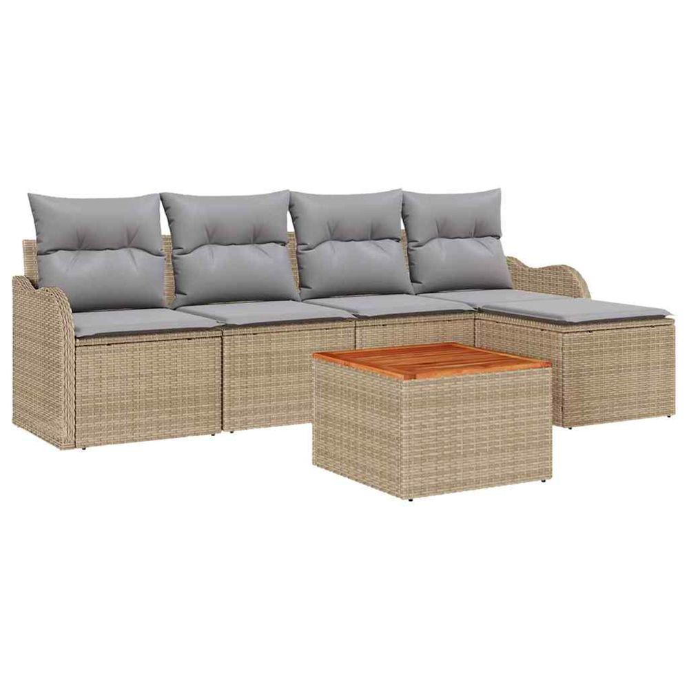 Ensemble de canapé de jardin 6 pc beige et gris clair polyrotin