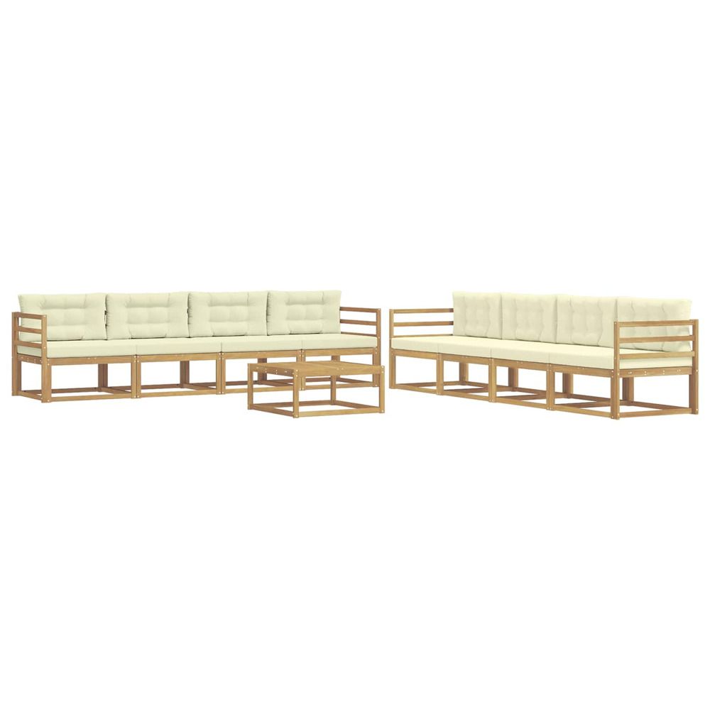 Ensemble de canapés d'extérieur 9 pc blanc et crème polyester