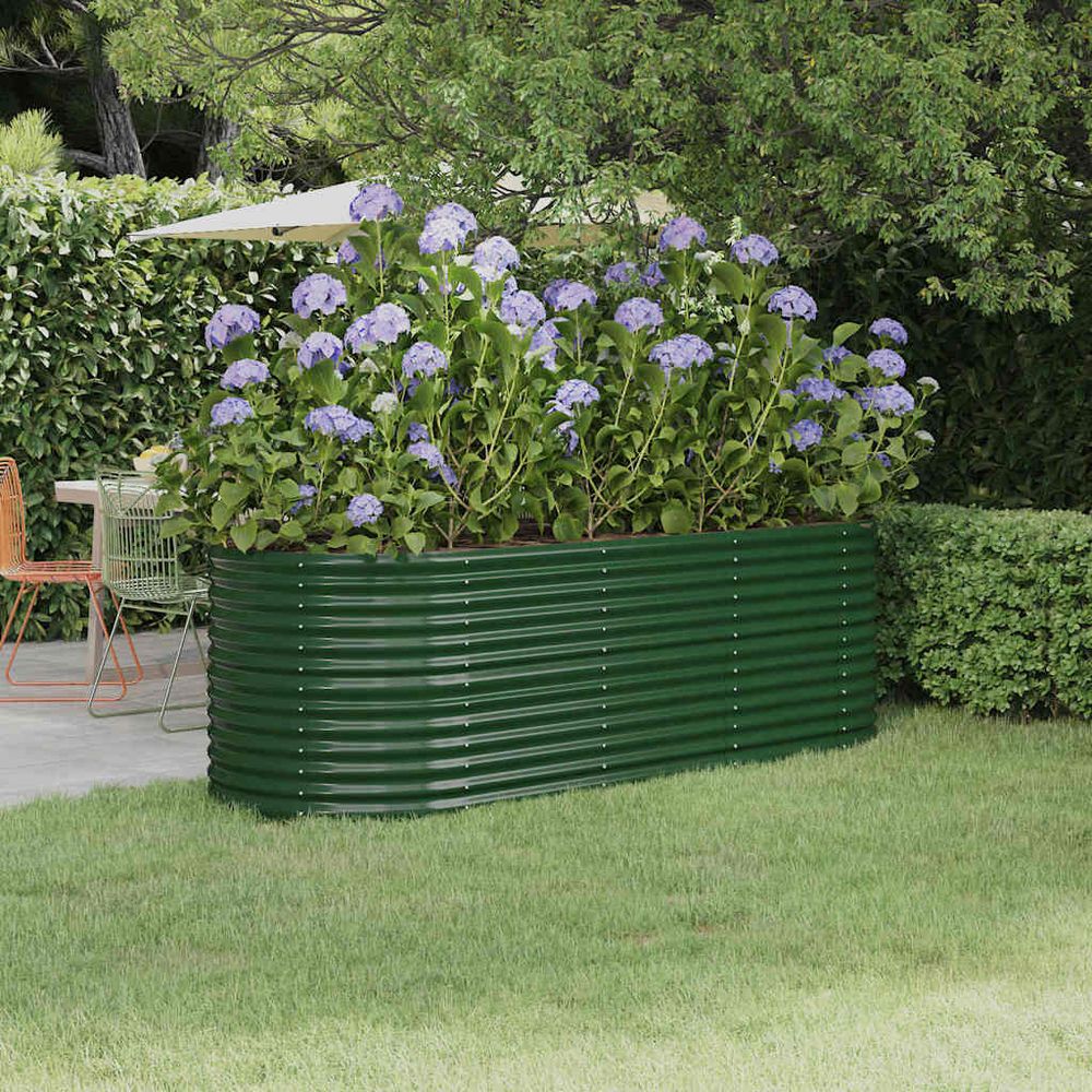 Jardinière haute ovale en acier galvanisé potager vert 224x80x68 cm