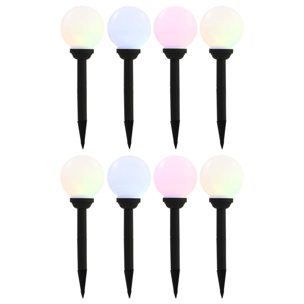 Lampes solaires sphériques led de jardin 8 pcs 15 cm rvb