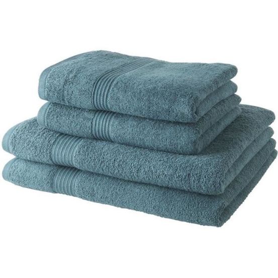 2 serviettes de bain 50x90 + 2 draps de bain 70x130 cm 100% coton - paon