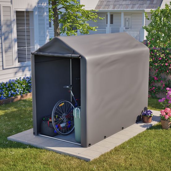 Abri vélo extérieur acier et pe pour outils imperméable 187x100x160 cm gris foncé - comfortxl outdoor living