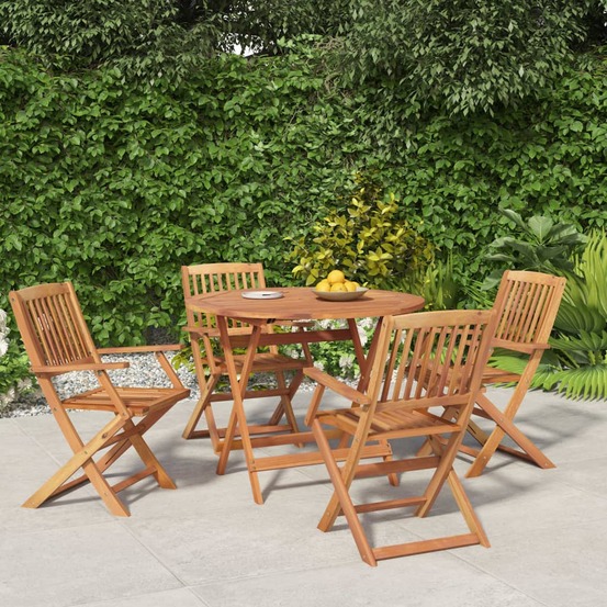 Ensemble à manger de jardin 5 pcs bois d'acacia solide