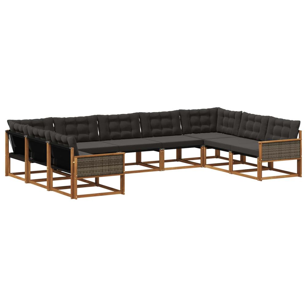 Ensemble de canapés d'extérieur 9 pc naturel et noir