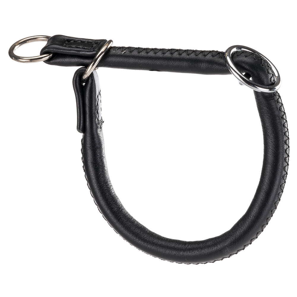 Collier semi-étranglé pour chiens vogue cs10/35, cuir véritable, ajustable, noir