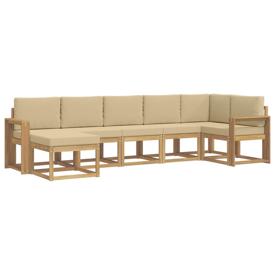 Ensemble de canapés d'extérieur 7 pcs blanc et beige polyester