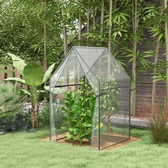 Serre de balcon acier et pvc 90 x 90 x 145 cm transparente pour plantes hautes résistante uv - comfortxl outdoor living