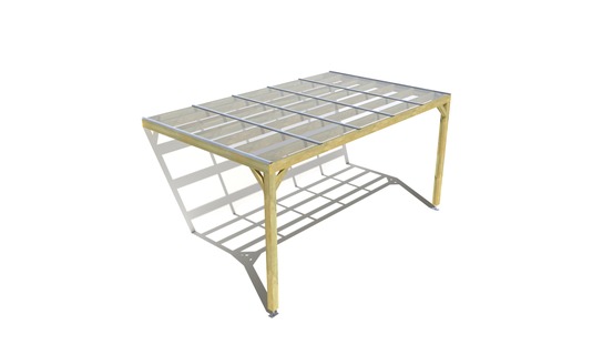 Pergola bois • 5m x 3m • adossée • sens largeur • couverture étanche transparente incluse • livraison comprise