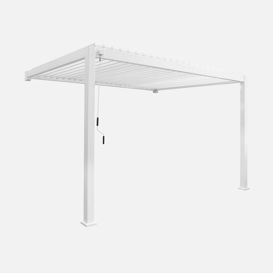 Pergola bioclimatique aluminium adossée lames orientables 4x3m triomphe