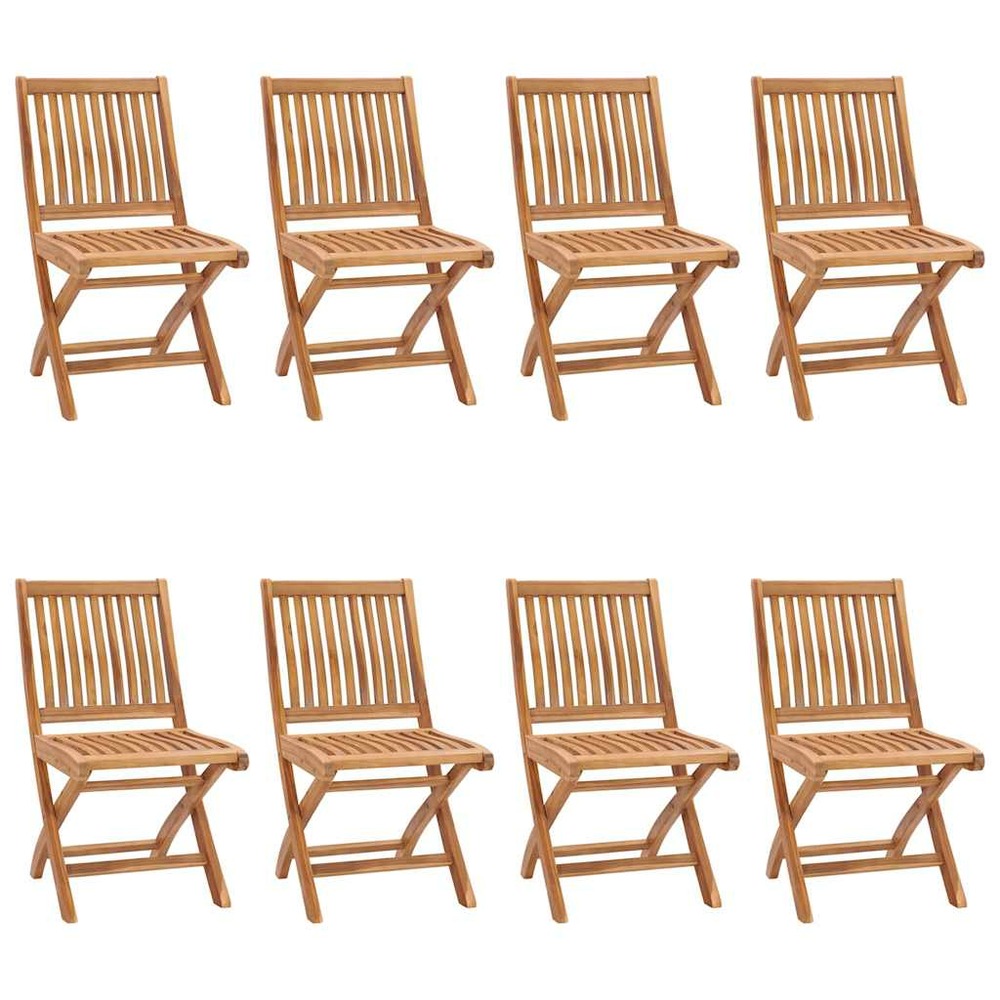 Chaises pliables de jardin avec coussins lot de 8 teck solide