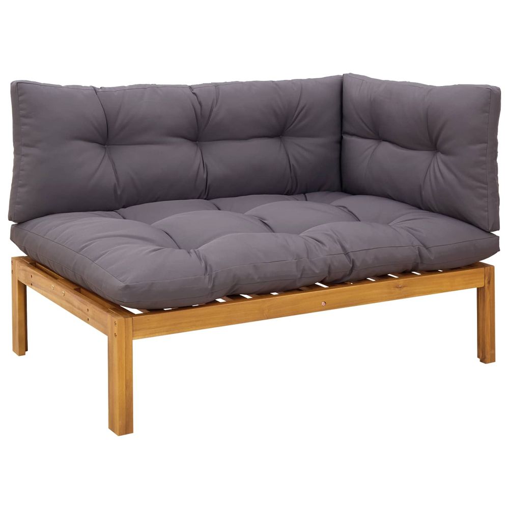 Unité de canapé d'angle gris naturel et foncé bois d'acacia