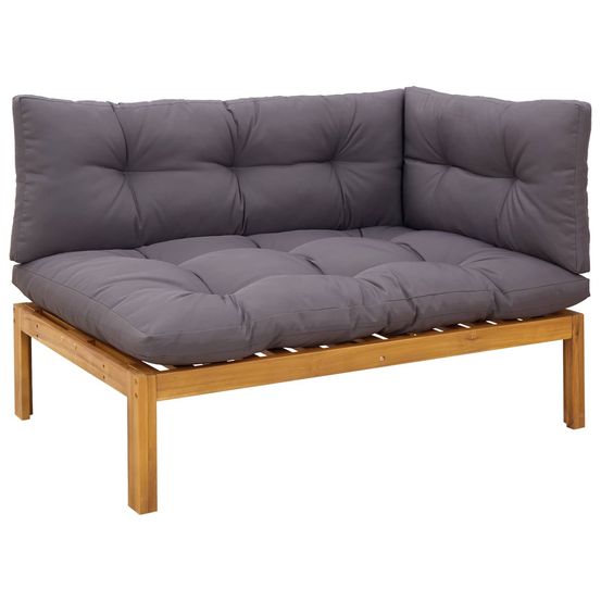 Unité de canapé d'angle gris naturel et foncé bois d'acacia