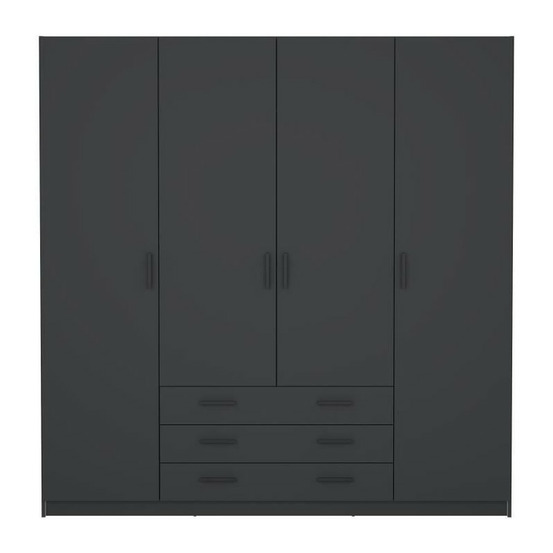 Armoire - spell - b183 cm - 4 portes - 3 tiroirs - gris mat