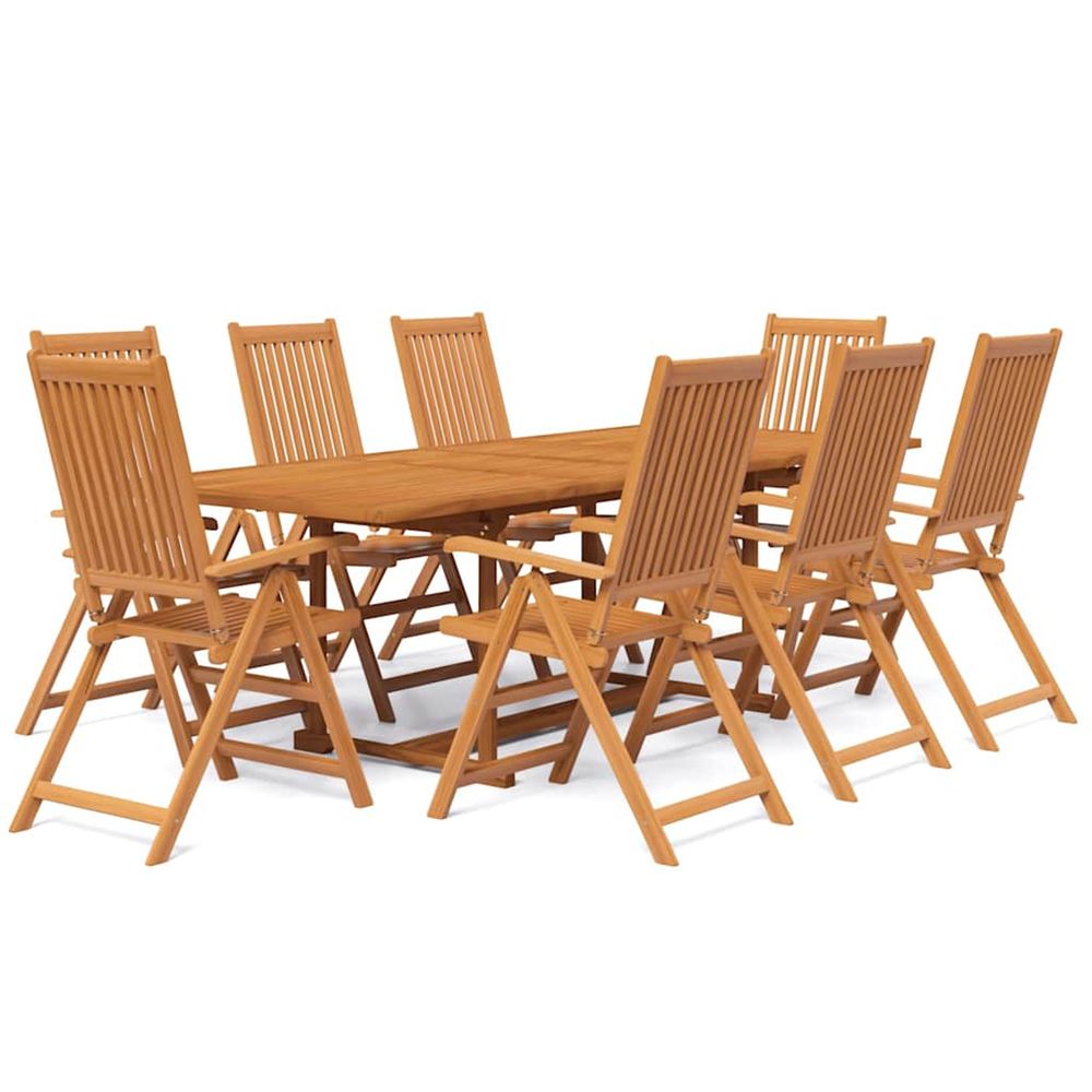 Ensemble à manger de jardin 9 pcs bois d'acacia massif 160-240 cm