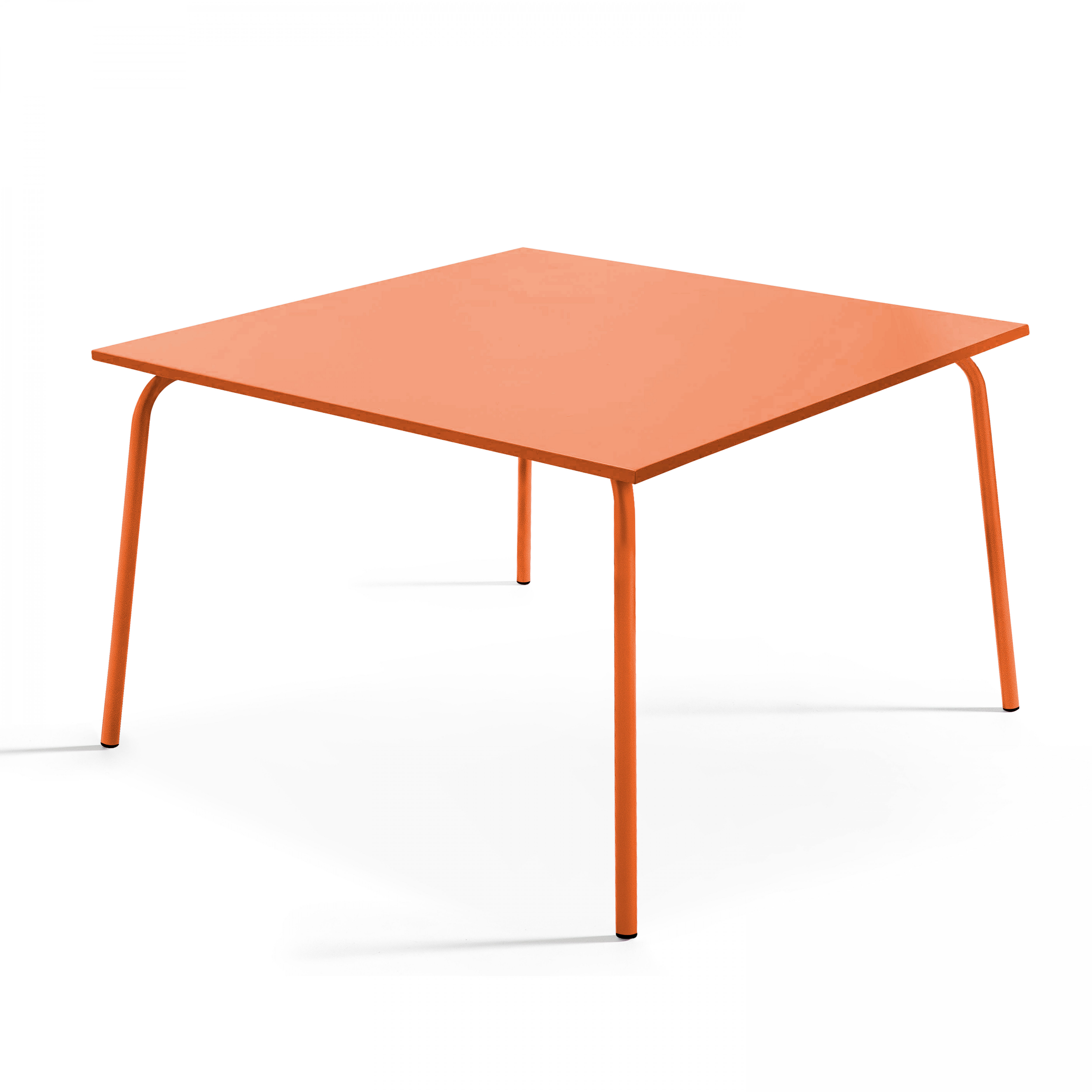 Table à manger carrée en acier orange