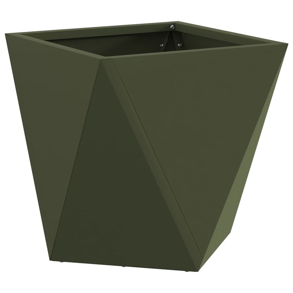 Jardinière d'extérieur vert olive 30 x 30 x 30 cm acier