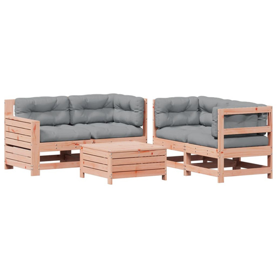 Salon de jardin 5 pcs avec coussins bois massif douglas