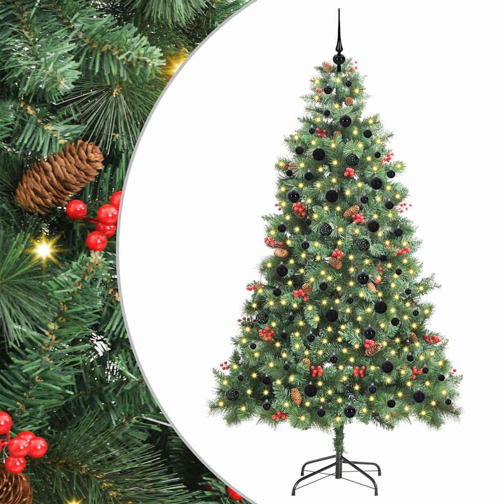 Sapin de noël artificiel 300 led blanc chaud pvc et métal vert