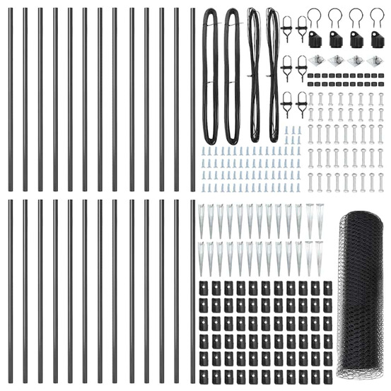 Clôture avec poteaux gris 0.5 x 50 m acier recouvert de pvc