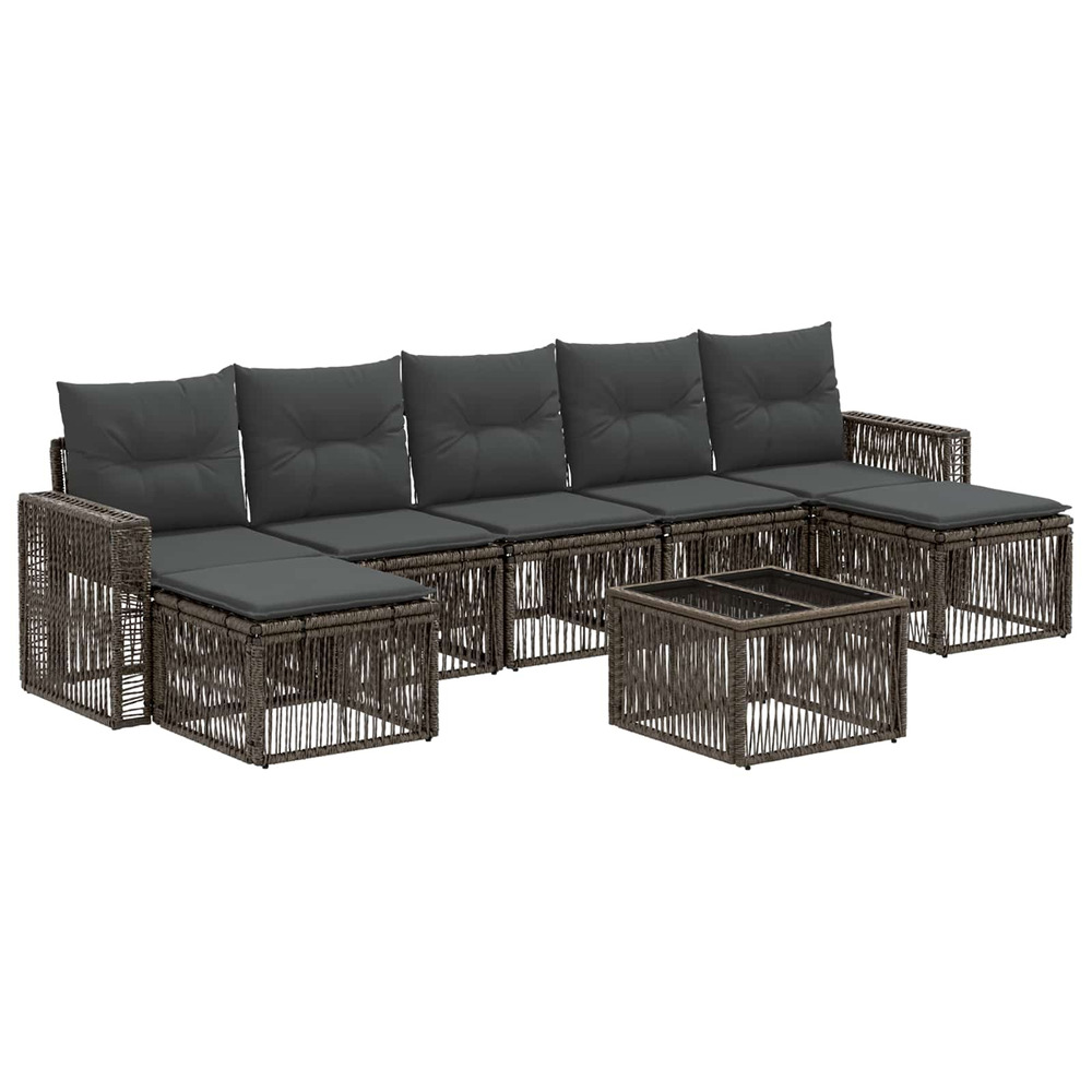 Ensemble de canapé de jardin 8 pcs gris et gris foncé polyrotin
