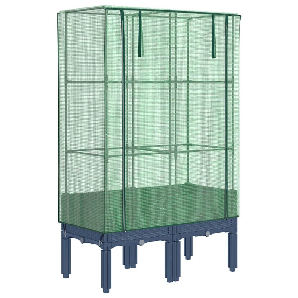 Jardinière d'extérieur surélevée avec housse aspect rotin 80x40x140 cm