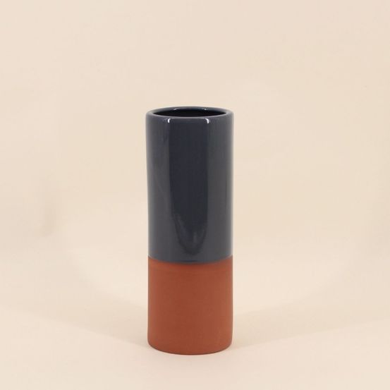 Vase tube en céramique bicolore, h25cm