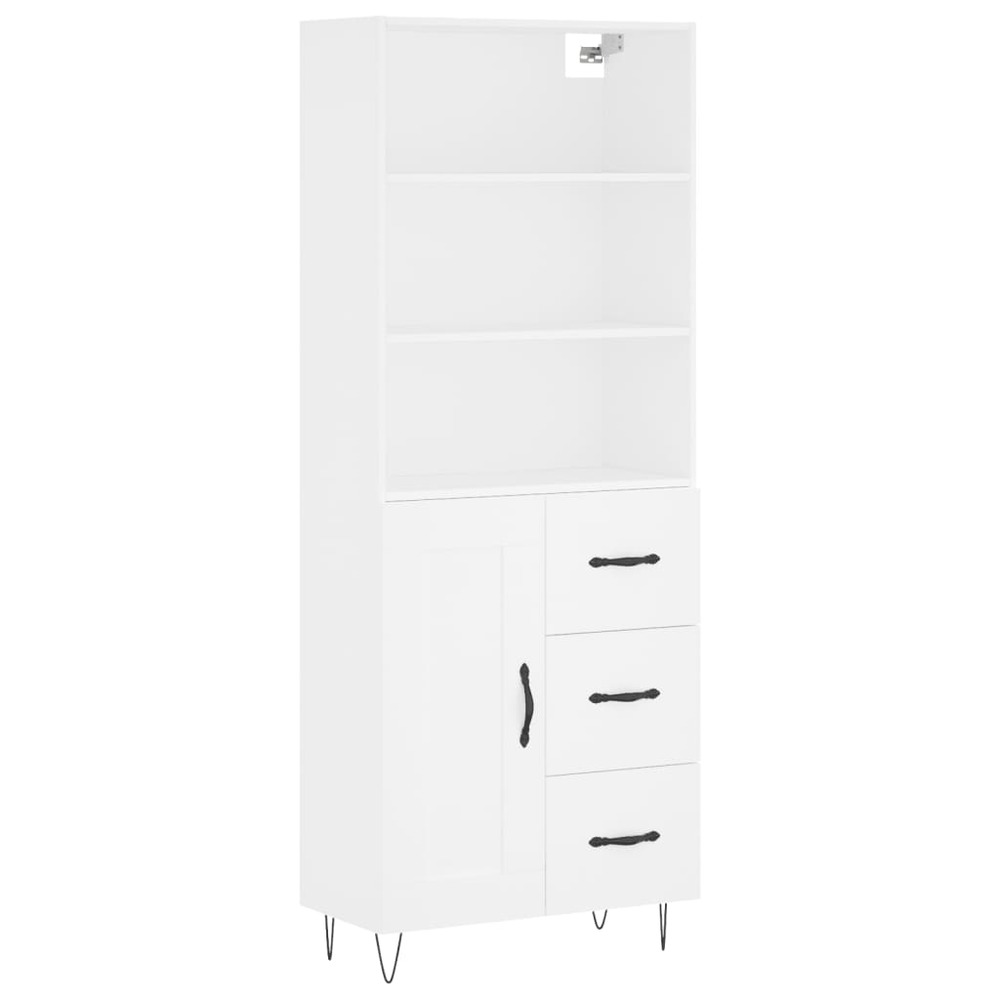 Buffet bahut commode armoire meuble de rangement organisateur cuisine salle de séjour salon haut 69,5 x 34 x 180 cm bois d'in
