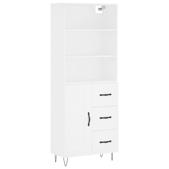 Buffet bahut commode armoire meuble de rangement organisateur cuisine salle de séjour salon haut 69,5 x 34 x 180 cm bois d'in