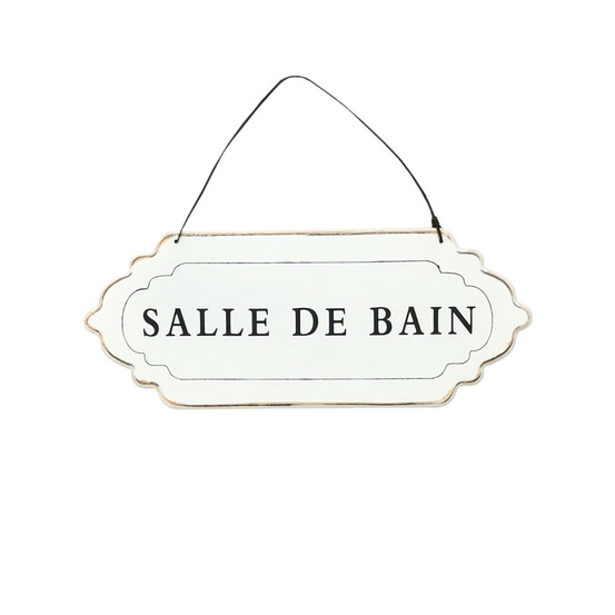 Plaque de porte décorative vintage salle de bain fer blanc 25x11cm