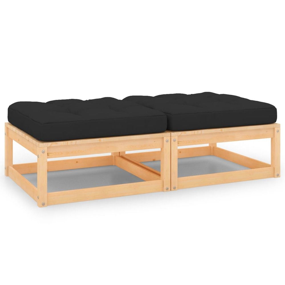 Repose-pieds de jardin avec coussins lot de 2 pin massif
