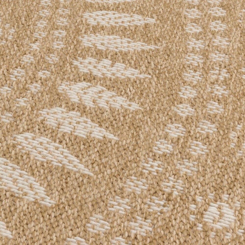 Tapis rond d'extérieur ø160cm tissé kilim beige et blanc jute art 6