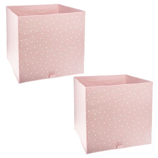 Lot de 2 boîtes de rangement cube etoile - l.29 x l.29 x h.29 cm - rose