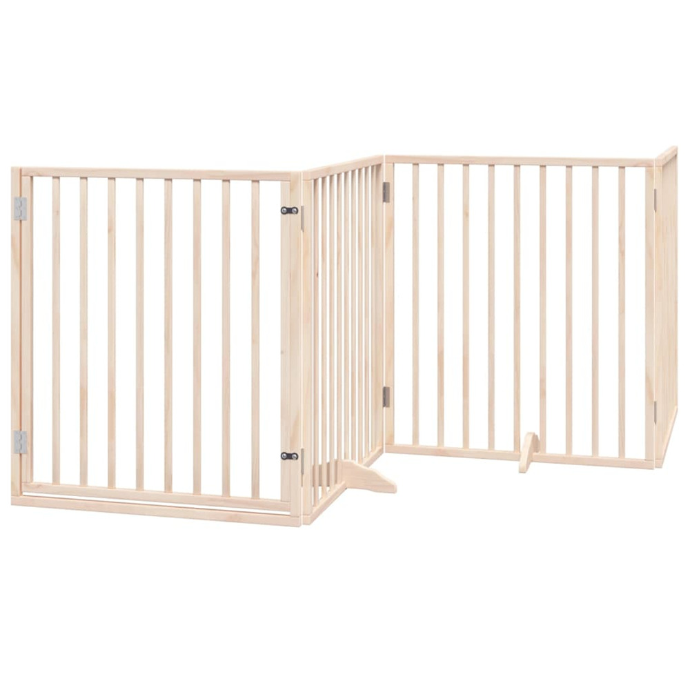 Barrière pour chiens avec porte 4 panneaux bois de peuplier