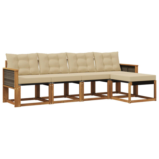 Ensemble de canapés d'extérieur 5 pcs naturel et beige