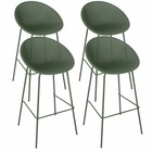 Lot de 4 chaises hautes de terrasse en plastique vert olive