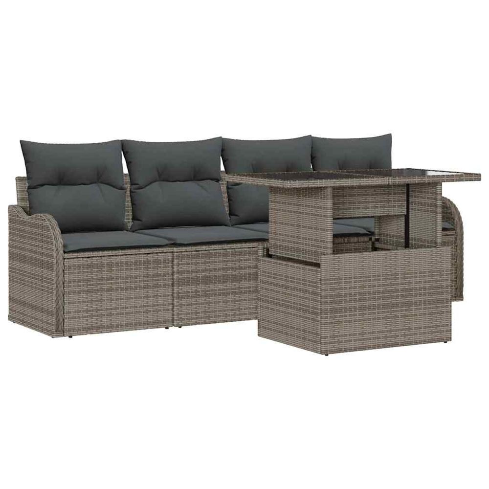 Ensemble de canapé de jardin 5 pc 4-nombre de places gris
