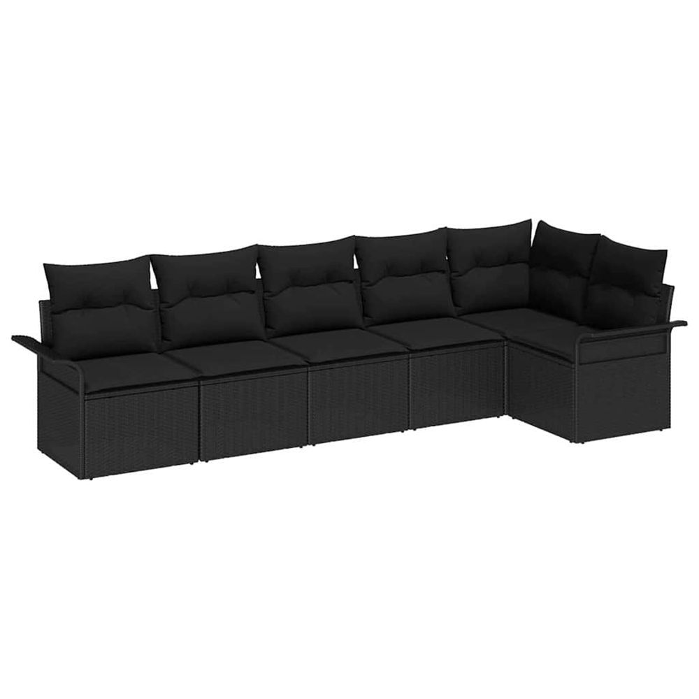 Ensemble de canapé de jardin 6 pc noir polyrotin