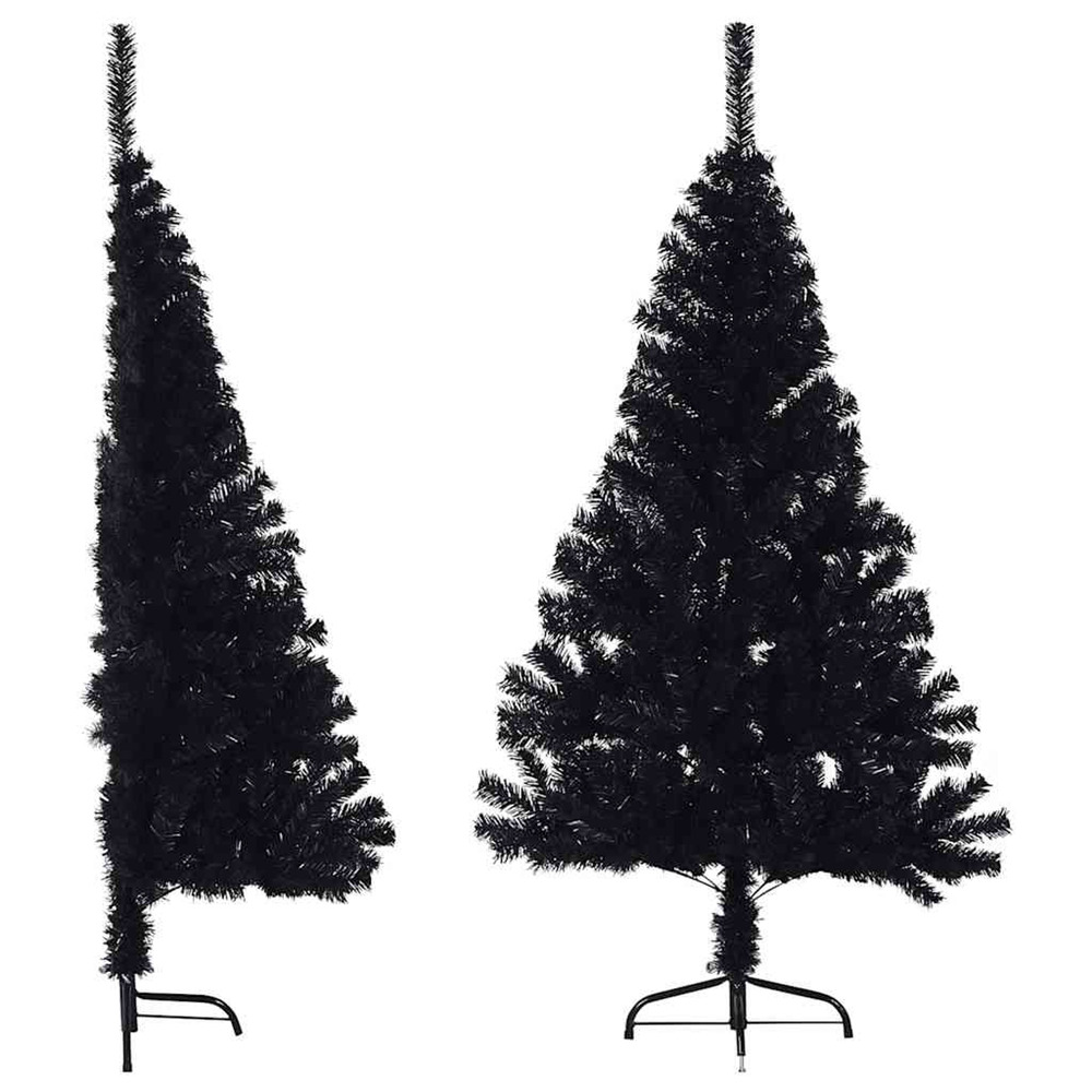 Demi sapin de noël artificiel avec support noir 150 cm pvc