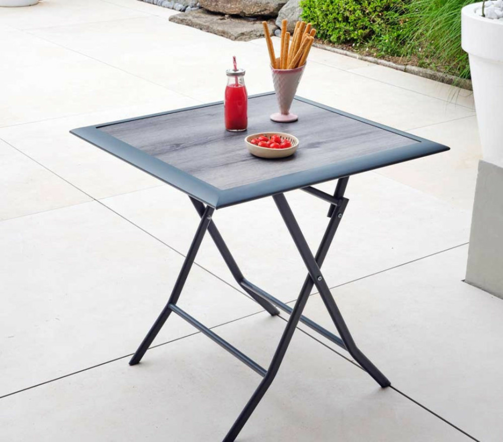 Table de jardin pliante - effet bois - bayonne s pspc