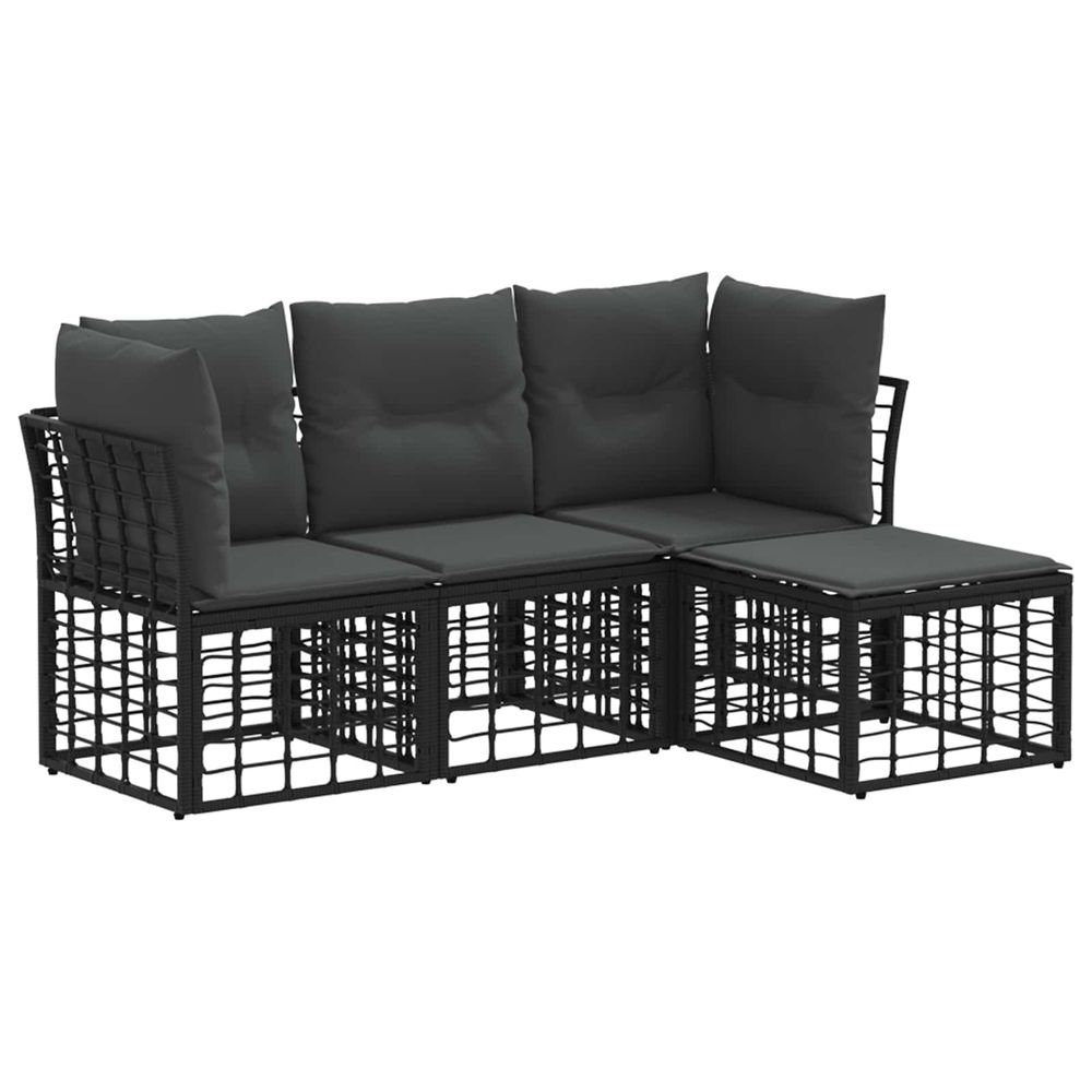 Ensemble de canapés d'extérieur noir polyester