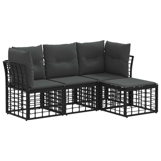 Ensemble de canapés d'extérieur noir polyester
