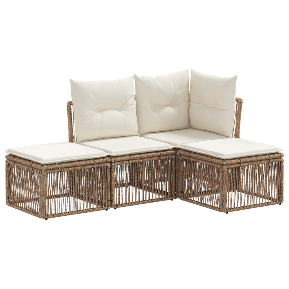 Ensemble de canapé de jardin 4 pcs beige polyrotin