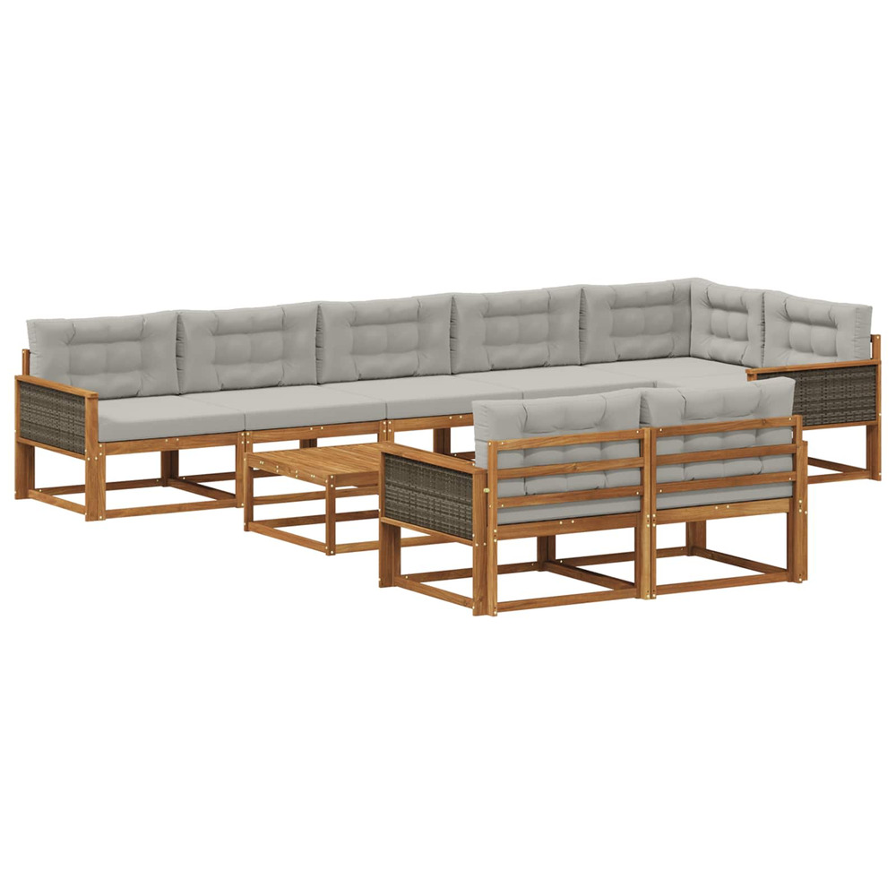 Ensemble de canapés d'extérieur 9 pcs naturel et gris clair